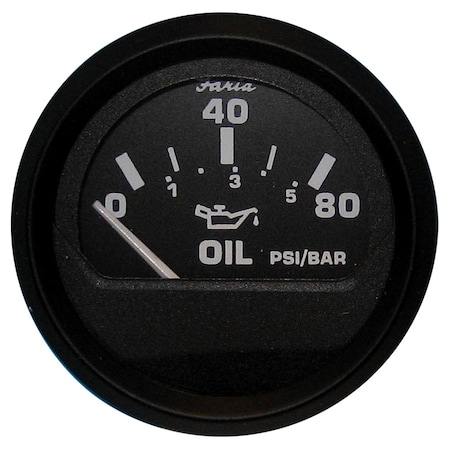 Faria Beede Instruments Euro Black 2" Oil Pressure Gauge - 80 PSI 12803